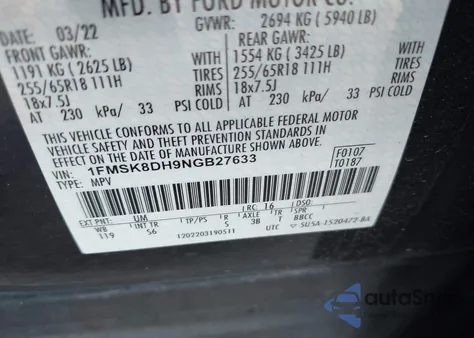 2022 Ford Explorer Xlt z USA, uszkodzony, nr VIN 1FMSK8DH9NGB27633